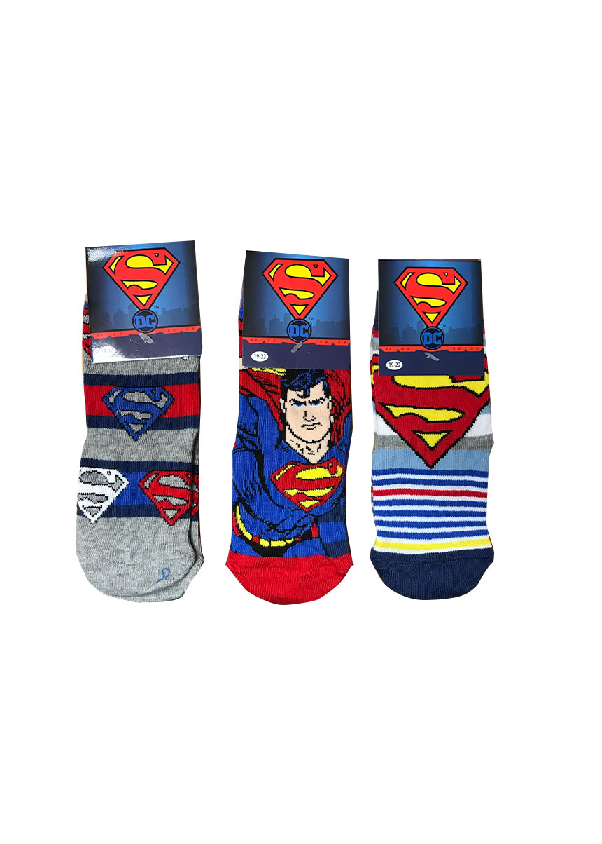 Κάλτσα Παιδική, Σετ 3 Ζεύγη, Superman, 19-26