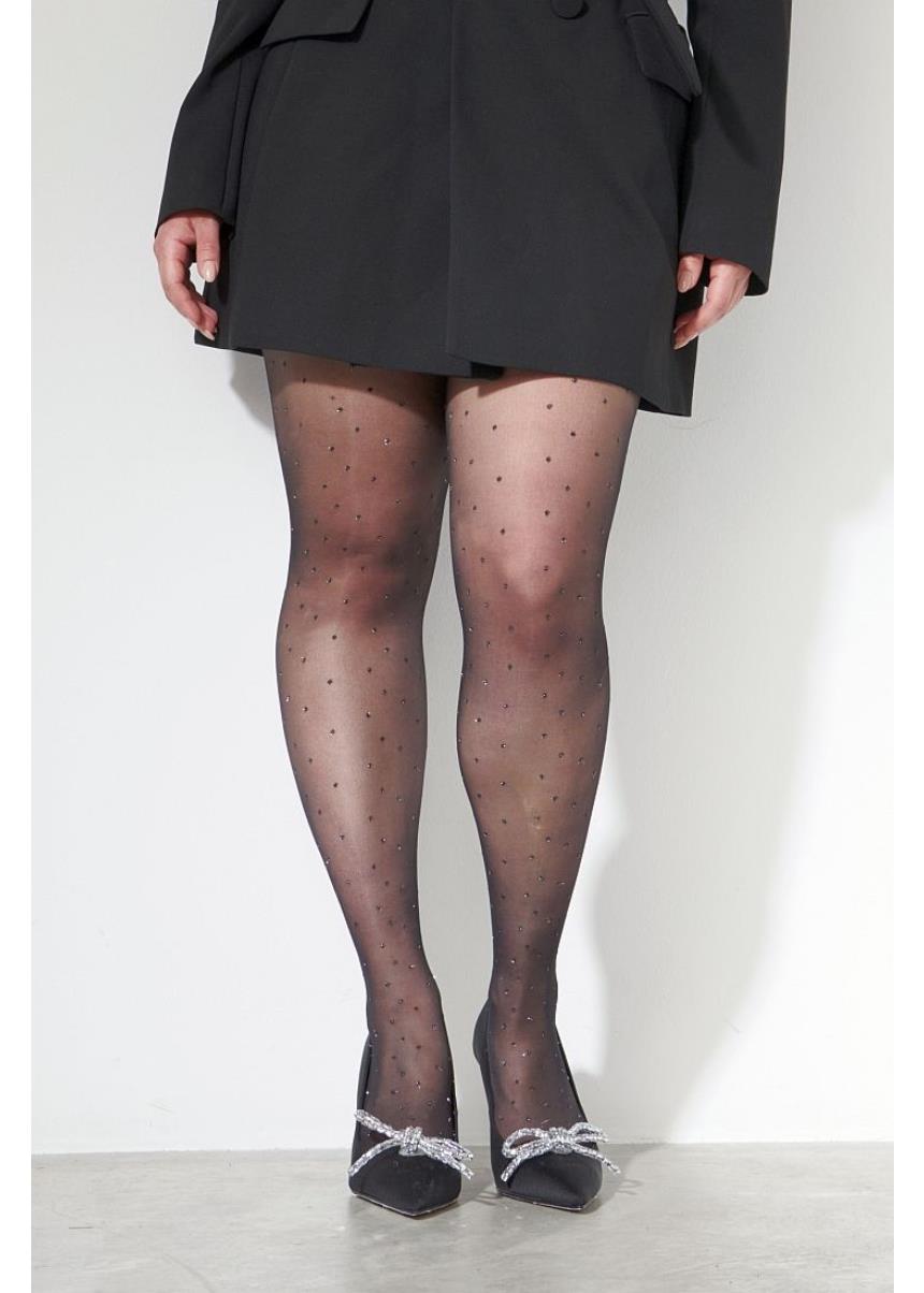 Γυναικείο Καλσόν Plus Size 15 Den Με Κυλότα Σύσφιξης Και σχέδιο Ασημί Lurex Πουά, IDER