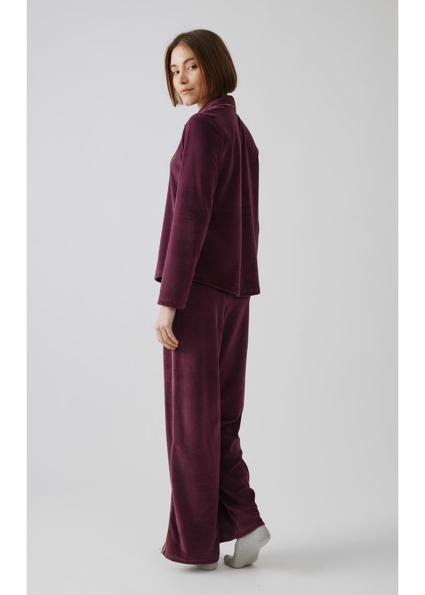 Γυναικεία Πυζάμα Βελούδινη Κουμπωτή, MINERVA - Image 3