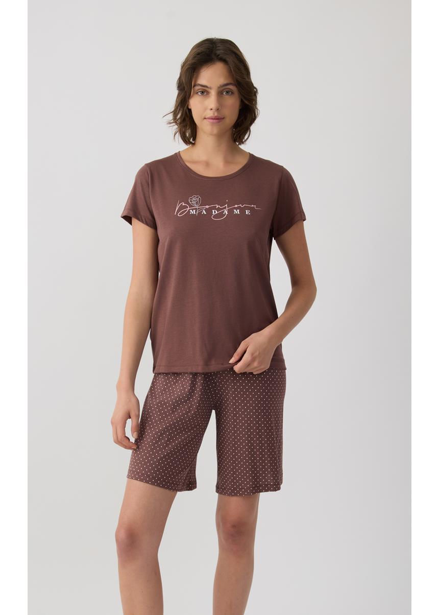 Γυναικεία Πυτζάμα Κοντομάνικη TENCEL™ Earth Tones MINERVA