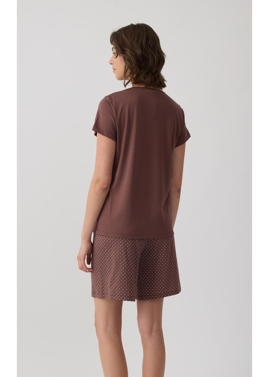 Γυναικεία Πυτζάμα Κοντομάνικη TENCEL™ Earth Tones MINERVA - Image 2