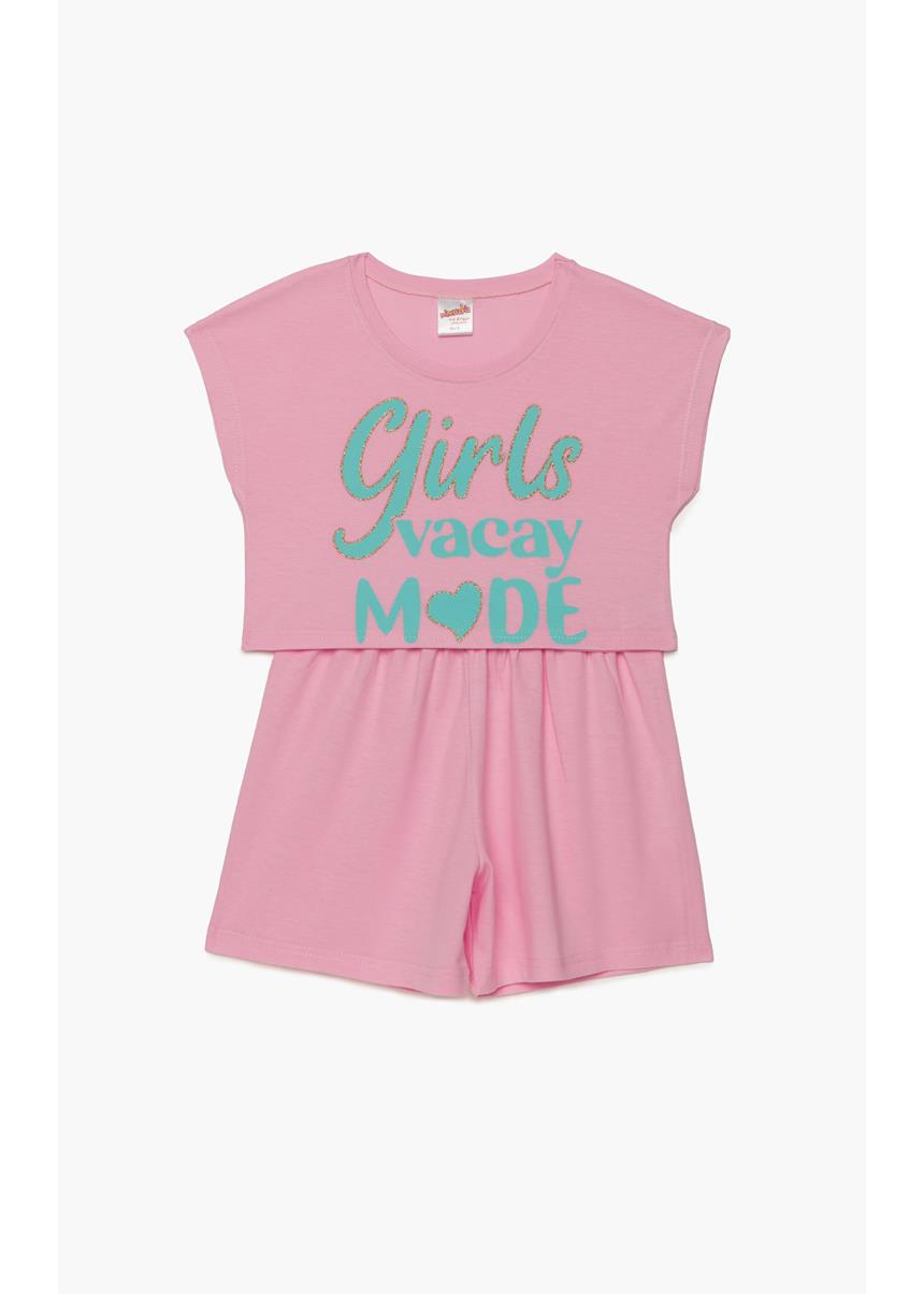 Παιδική Πυζάμα Crop Με Ζαπονέ Μανίκι Vacay Mode, Minerva