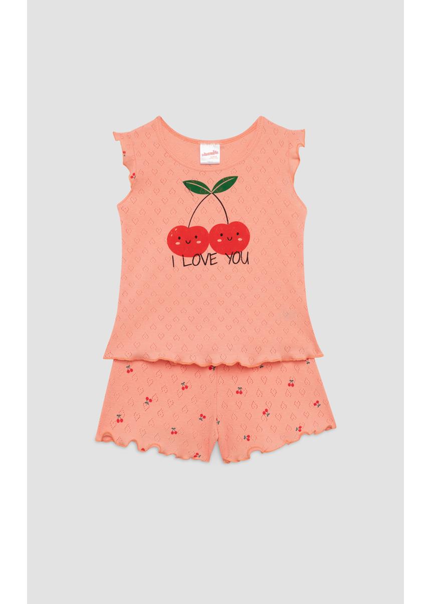 Βρεφική Πυζάμα Αμάνικη Pointelle Cherries Minerva
