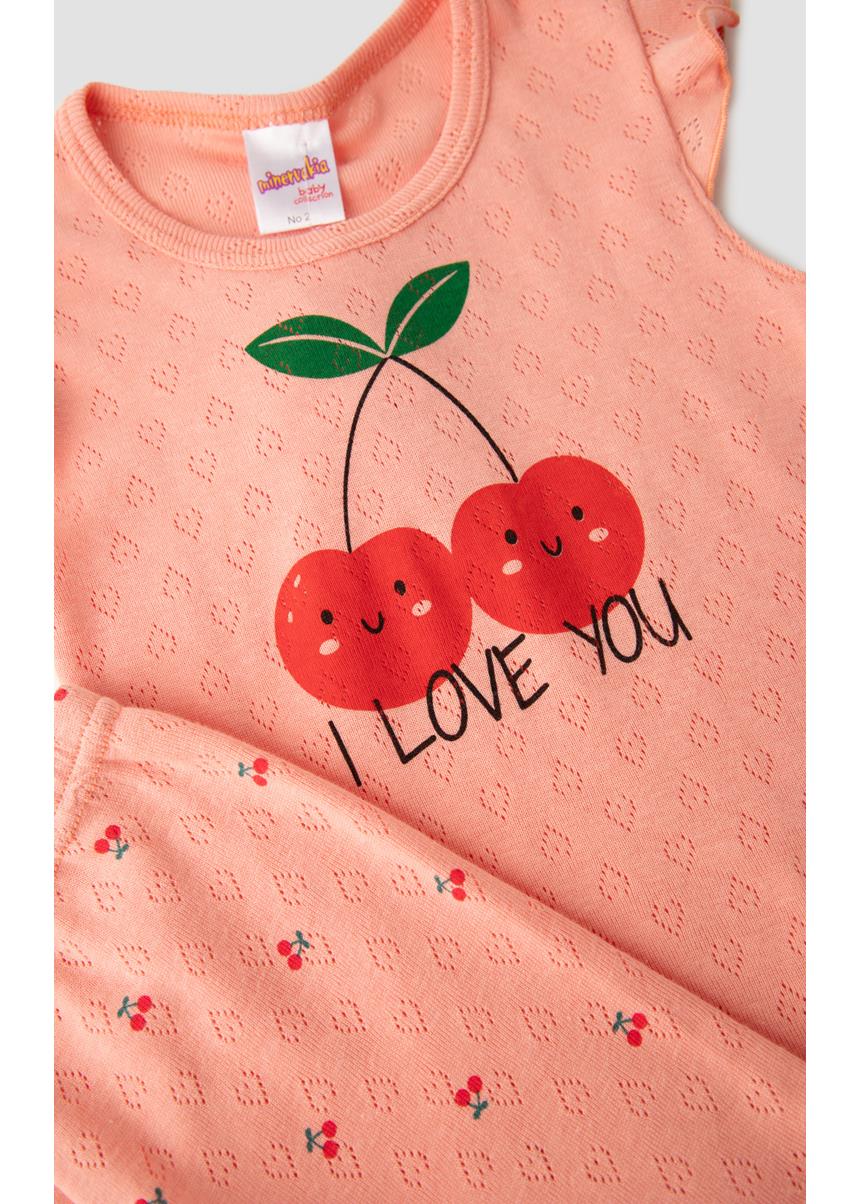 Βρεφική Πυζάμα Αμάνικη Pointelle Cherries Minerva - Image 2