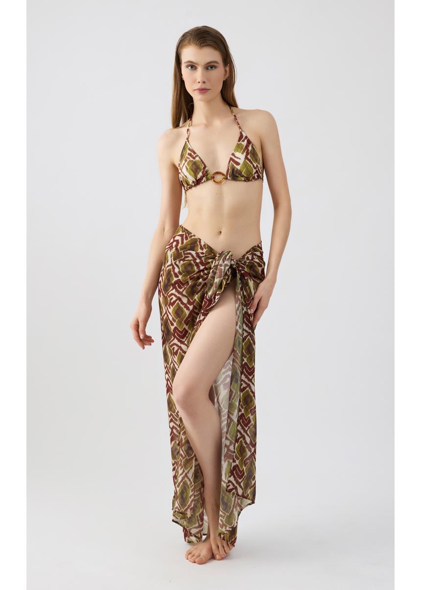 Beachwear Παρεό Μαντήλι Khaki Ethnic Minerva