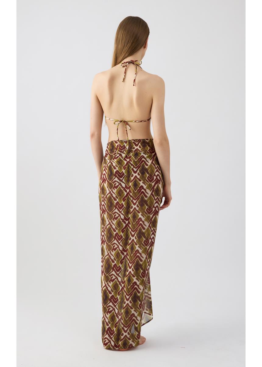 Beachwear Παρεό Μαντήλι Khaki Ethnic Minerva - Image 2