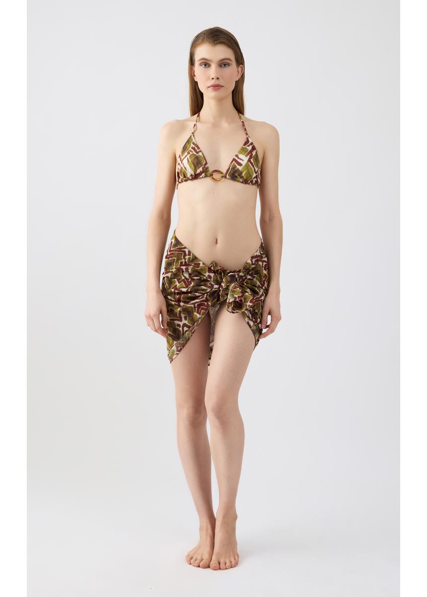 Beachwear Παρεό Μαντήλι Khaki Ethnic Minerva - Image 3