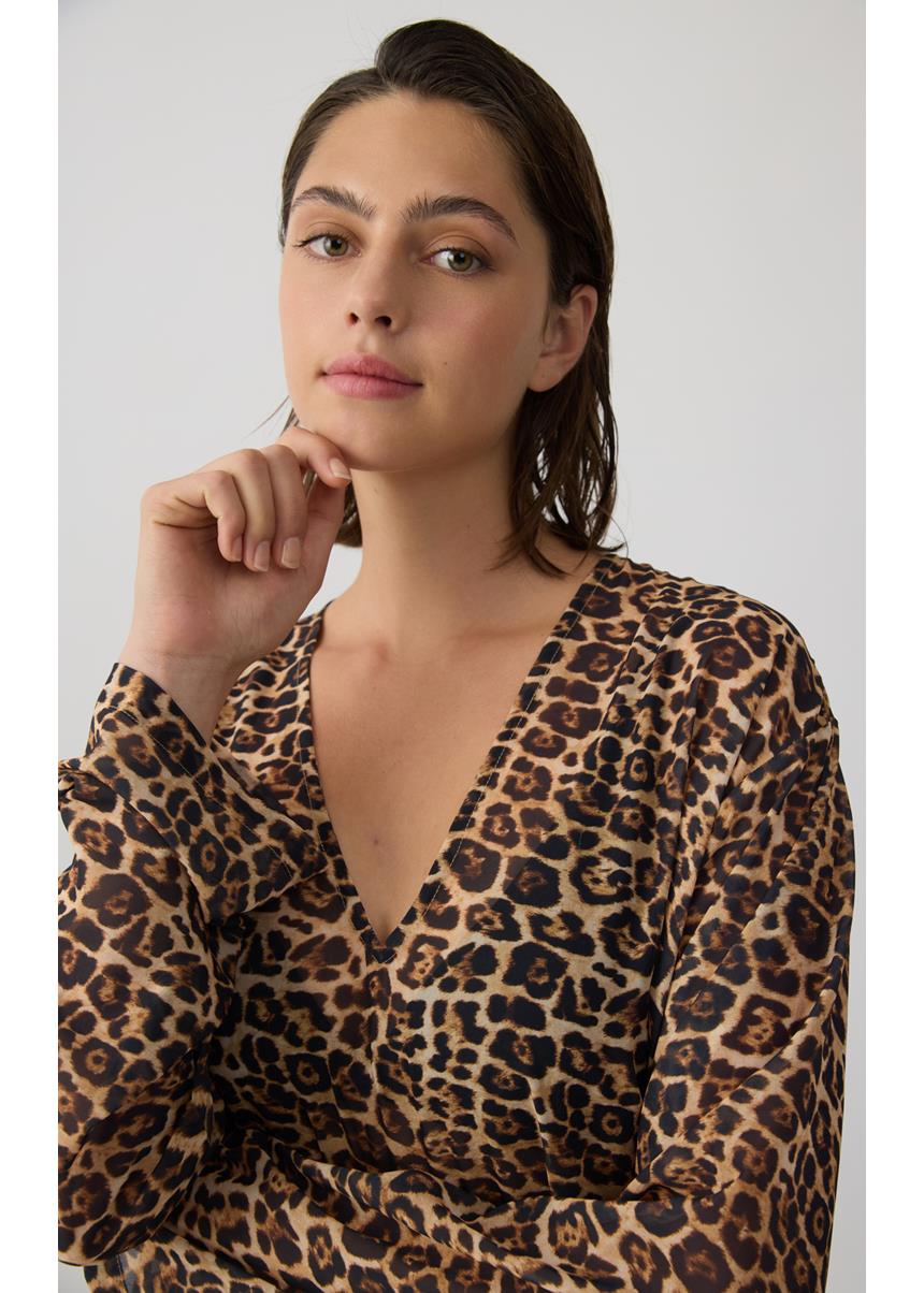Τουνίκ Ημιδιάφανη Leopard με V λαιμόκοψη Minerva - Image 3